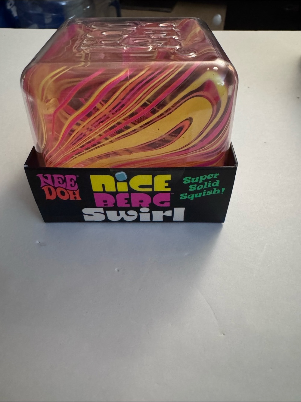 Nee-Doh Nice Berg Swirl Solid Squish Toy - Pink & Yellow Swirl